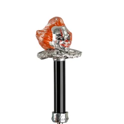 Carnival of Shadows: Grey Umbrella with Intricate Clown Handle