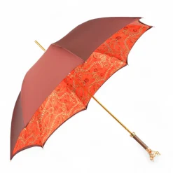 Chic Companion: Red Umbrella with Gold Chihuahua Handle