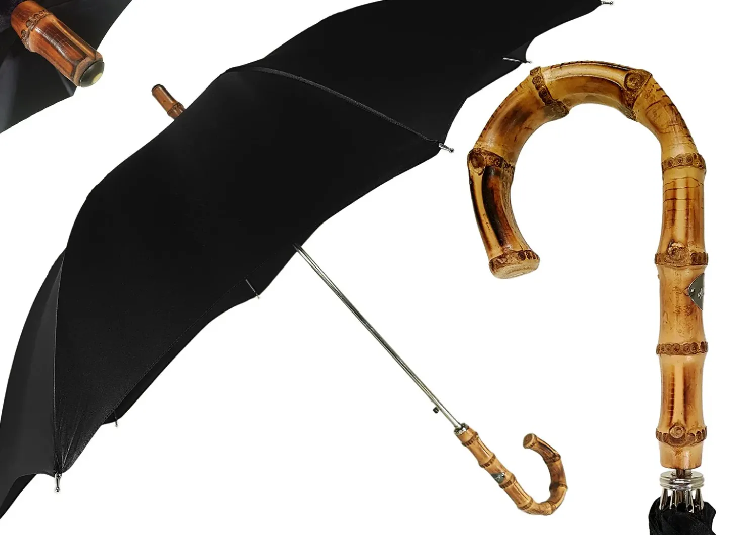 Classic Automatic Black Umbrella With Whanghee Handle