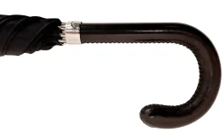 Classic Gentlemen's Black Umbrella With Leather Handle