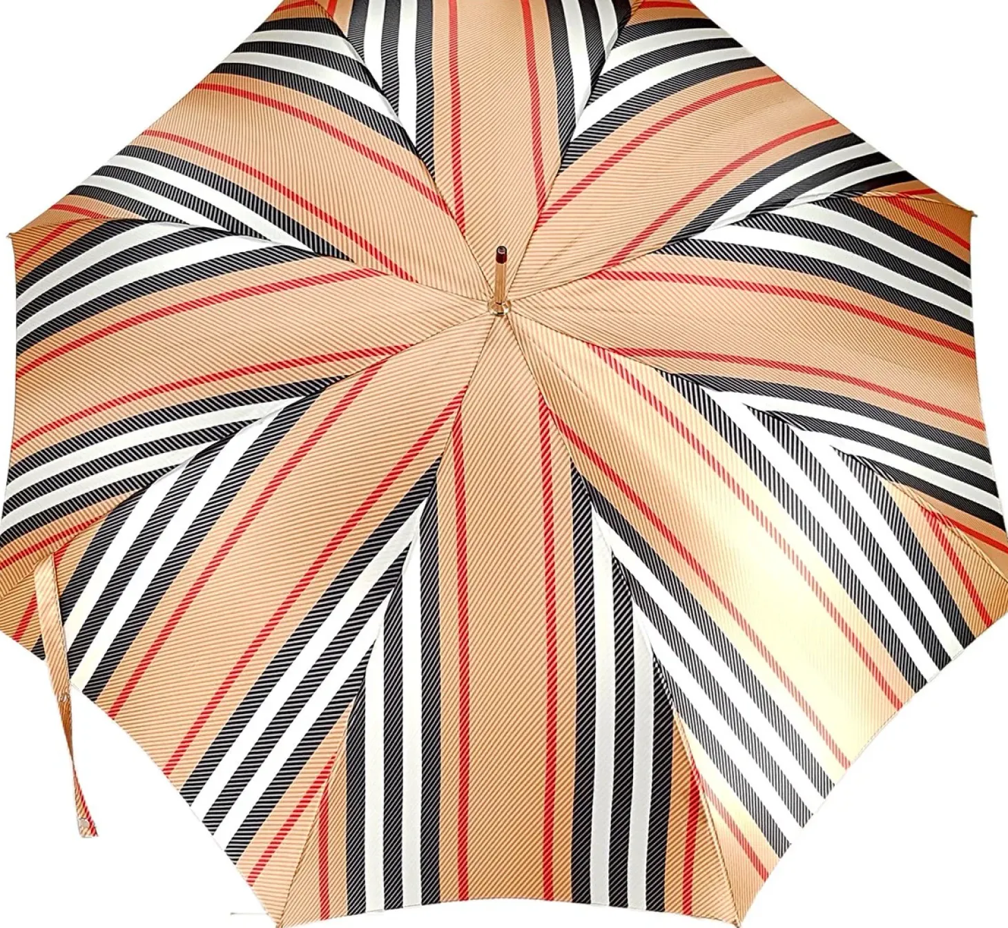 Classic Striped Men's Umbrella - Bamboo Handle