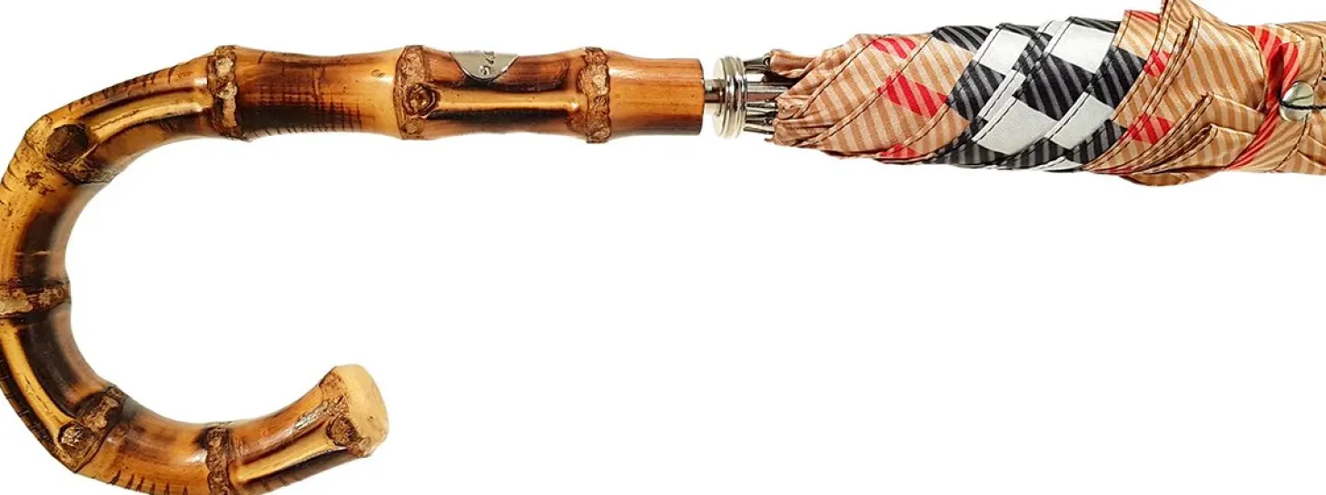 Classic Striped Men's Umbrella - Bamboo Handle