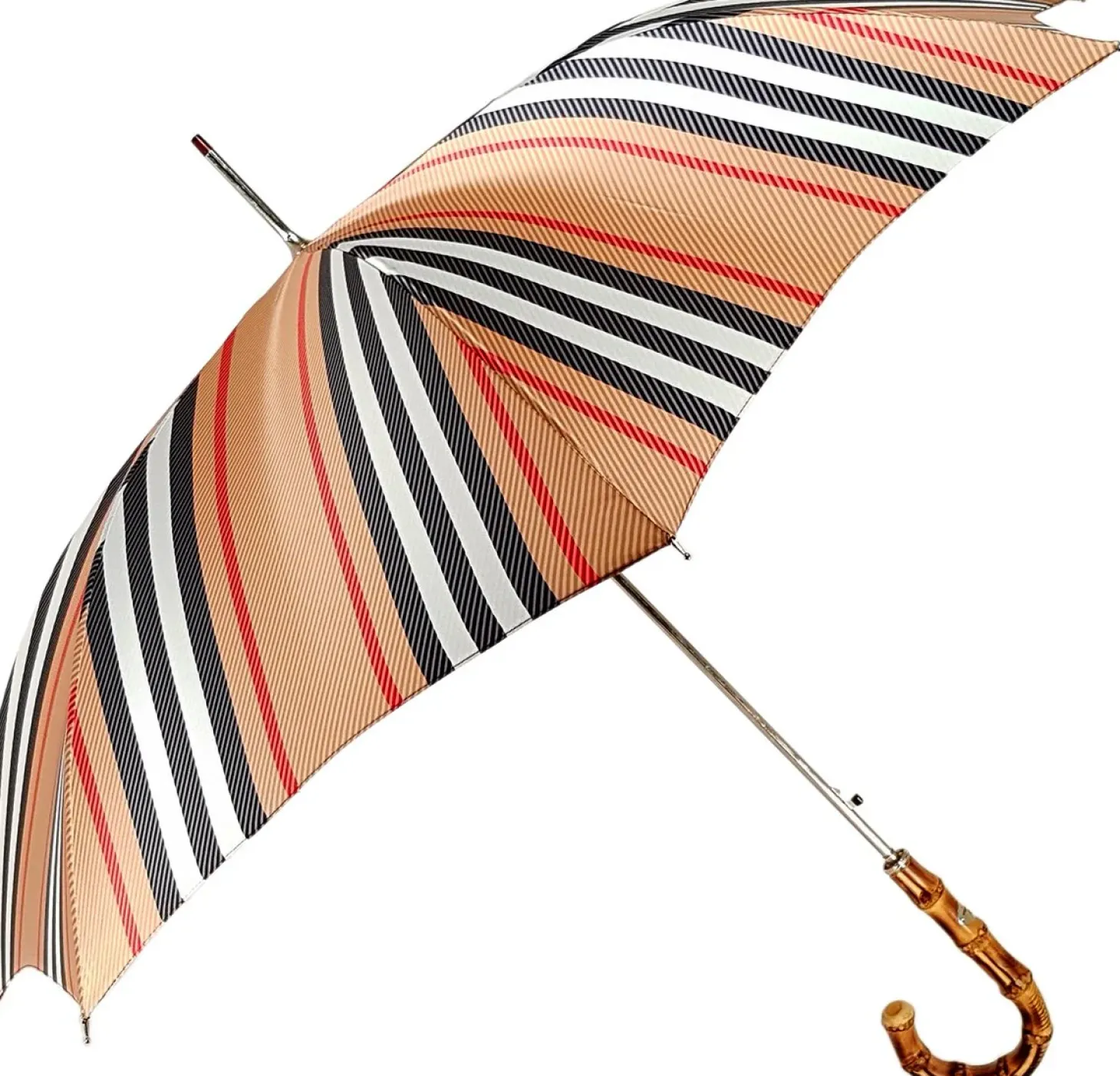 Classic Striped Men's Umbrella - Bamboo Handle