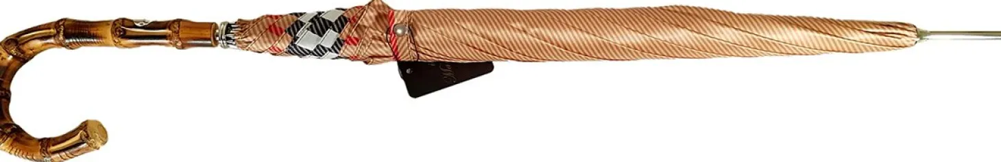 Classic Striped Men's Umbrella - Bamboo Handle