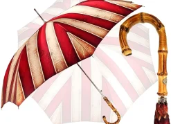 Classic Striped Men's Umbrella - Bamboo Handle - New Exclusive Design Best Quality handcrafted in Italy