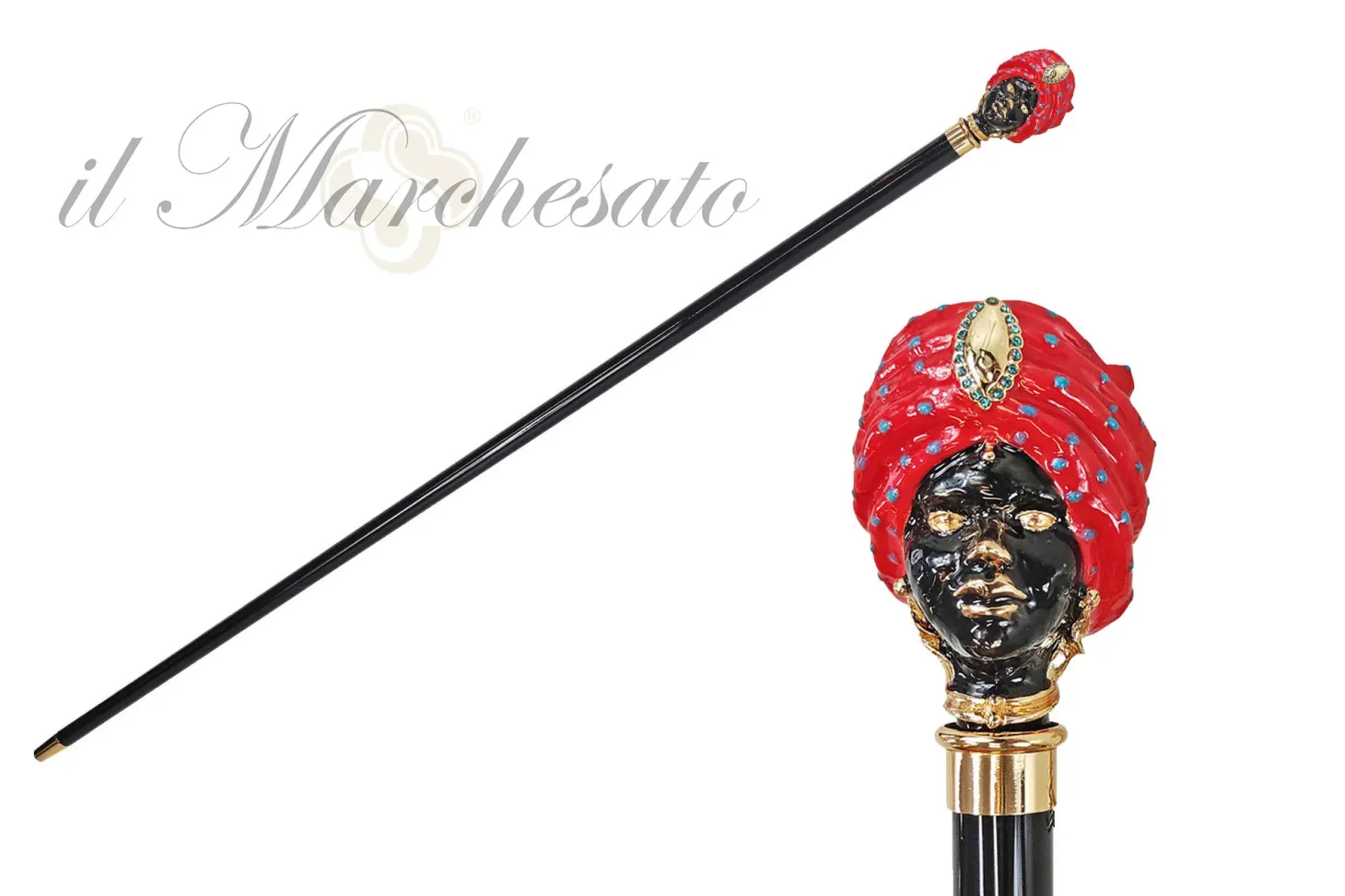 Colorful "Testa di moro" Walking stick - Woman