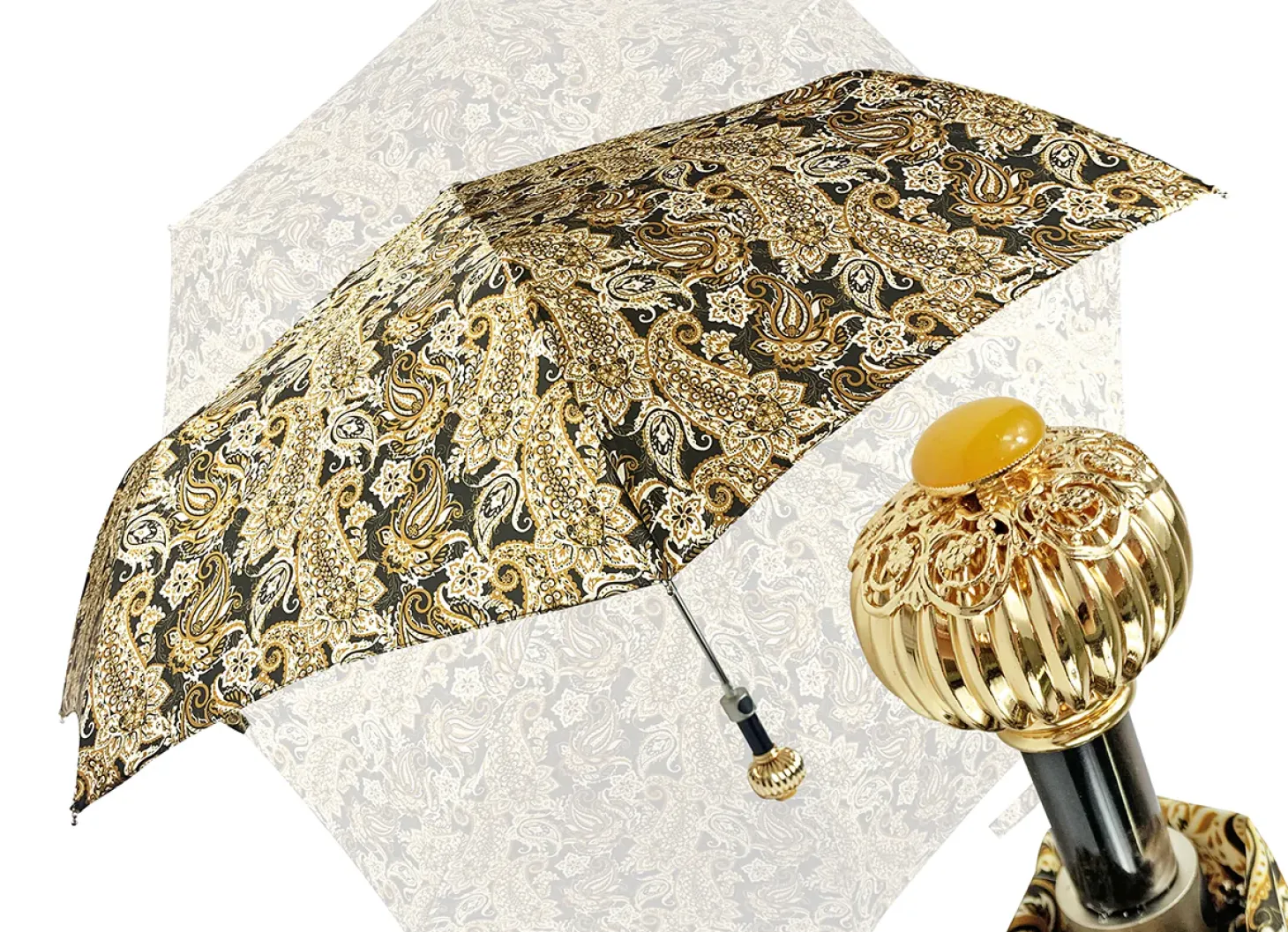 Cream paisley design with yellow stone
