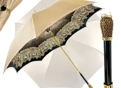 Creamy Leopard Print Umbrella, Double Cloth