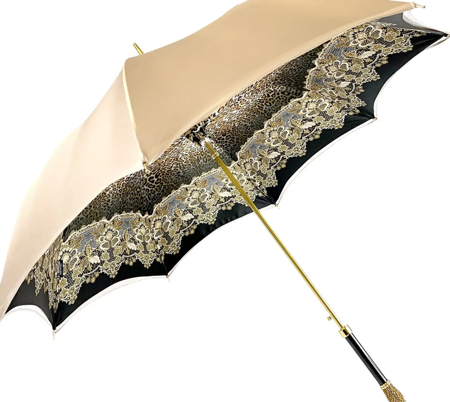 Creamy Leopard Print Umbrella, Double Cloth