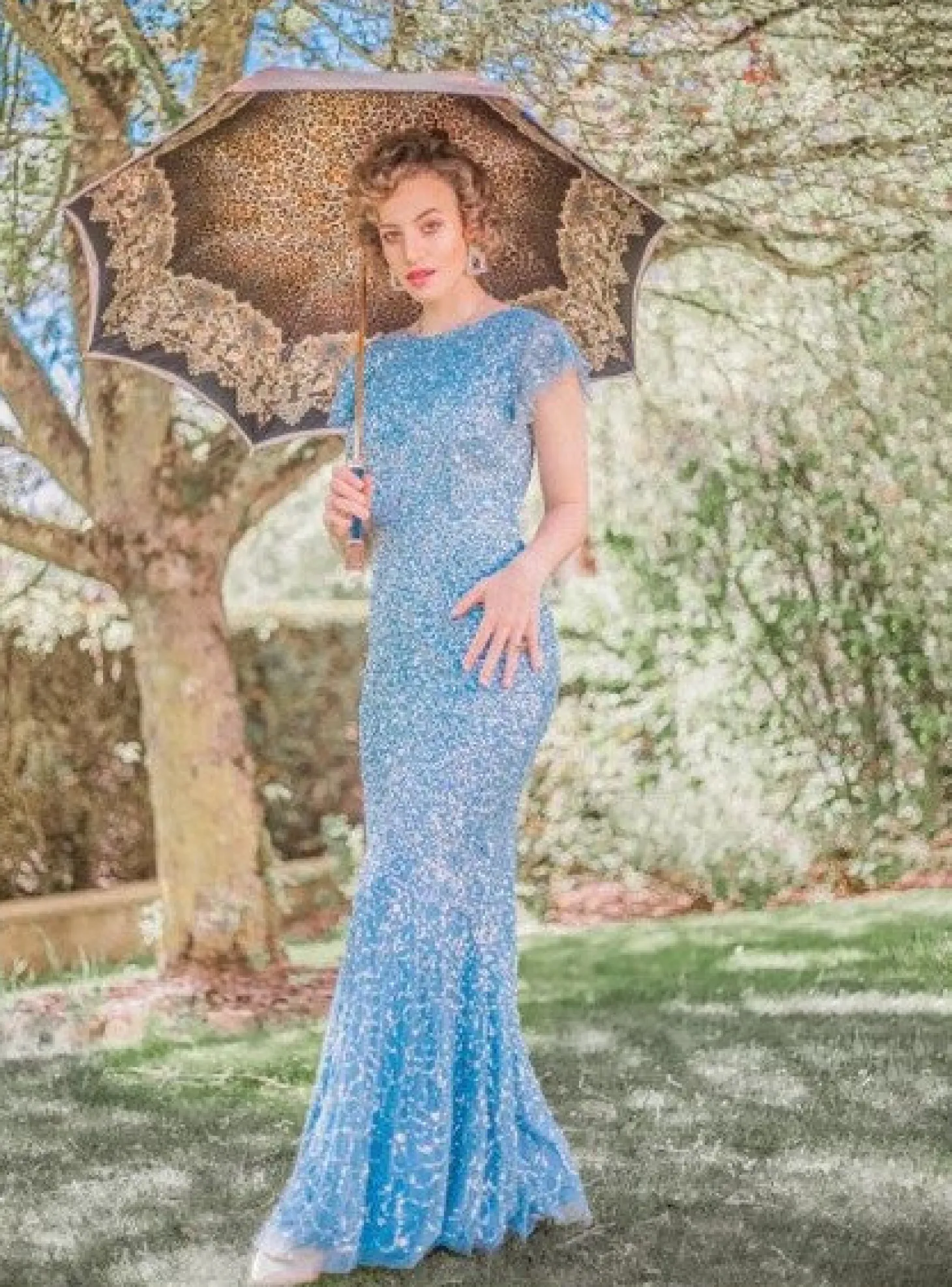 Creamy Leopard Print Umbrella, Double Cloth