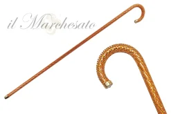 Crook Walking Cane Encrusted with Orange crystals