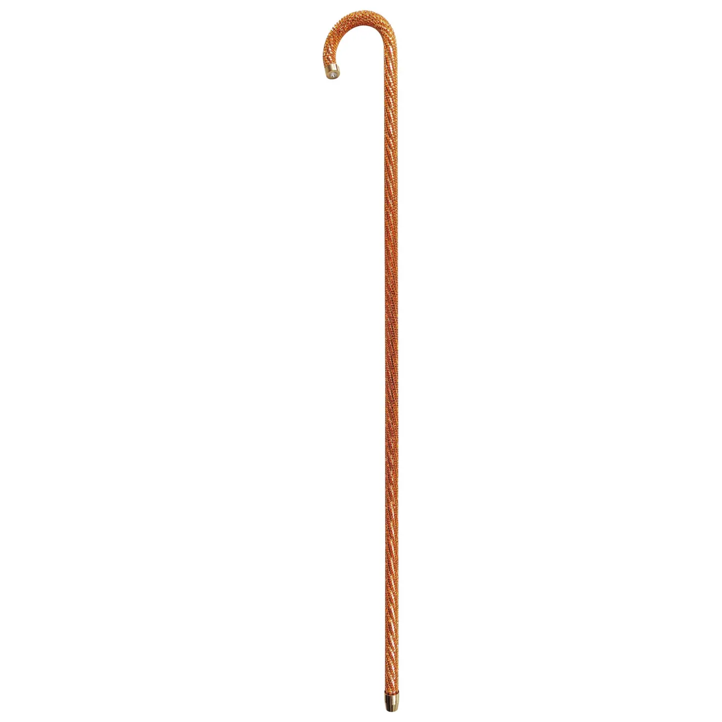 Crook Walking Cane Encrusted with Orange crystals
