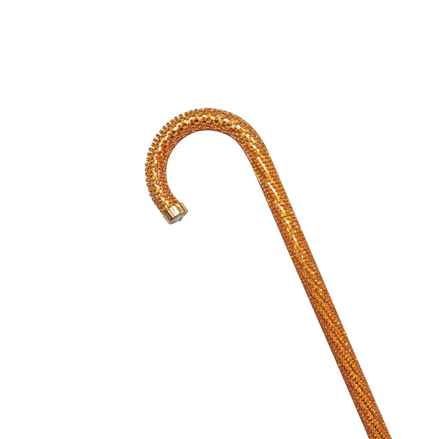 Crook Walking Cane Encrusted with Orange crystals