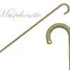 Crook Walking Cane Encrusted with Emerald crystals