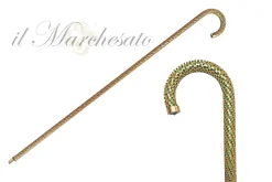 Crook Walking Cane Encrusted with Emerald crystals