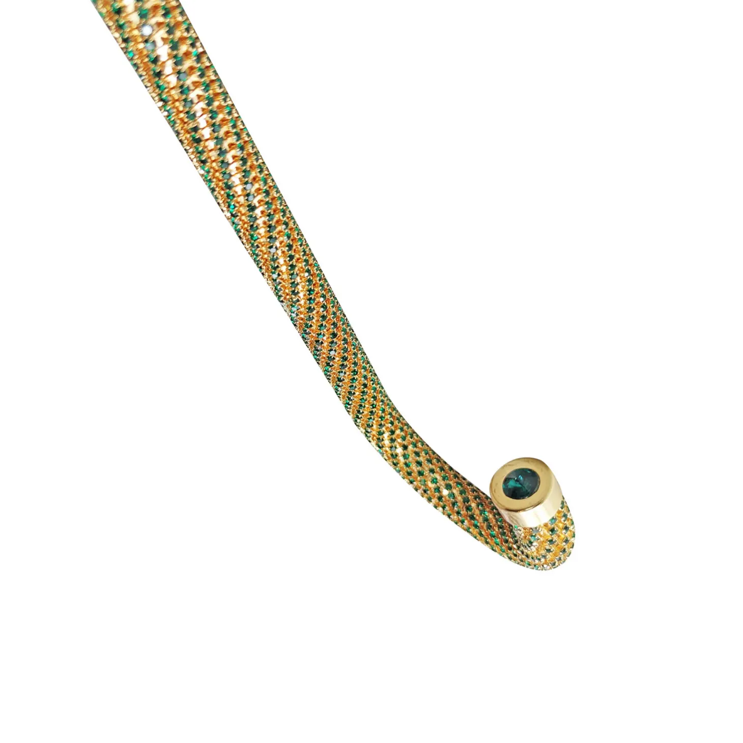 Crook Walking Cane Encrusted with Emerald crystals