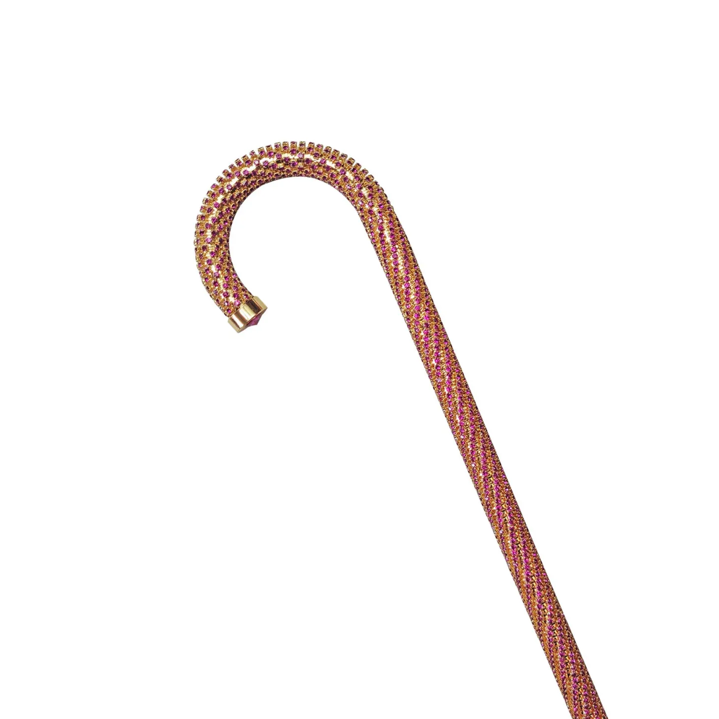 Crook Walking Cane Encrusted with Amethyst crystals