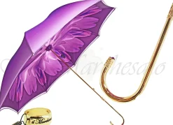 Dahlia Purple Double Canopy - Luxury Ladies Umbrella ilMarchesato Italian Fashion Designer
