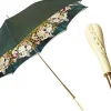 Dark green umbrella with roses and cream knob