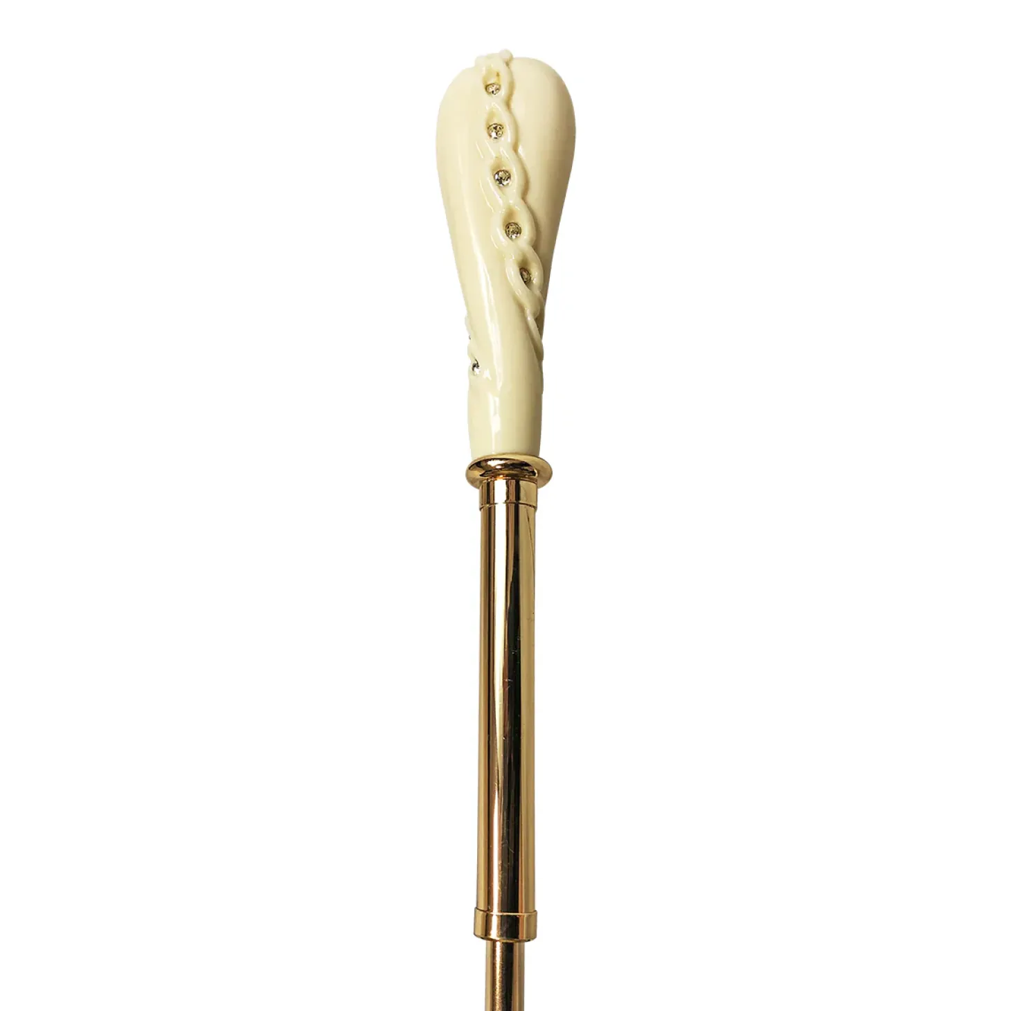 Dark green umbrella with roses and cream knob
