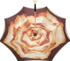 Double Cloth Women's Umbrella with Printed Rose Design