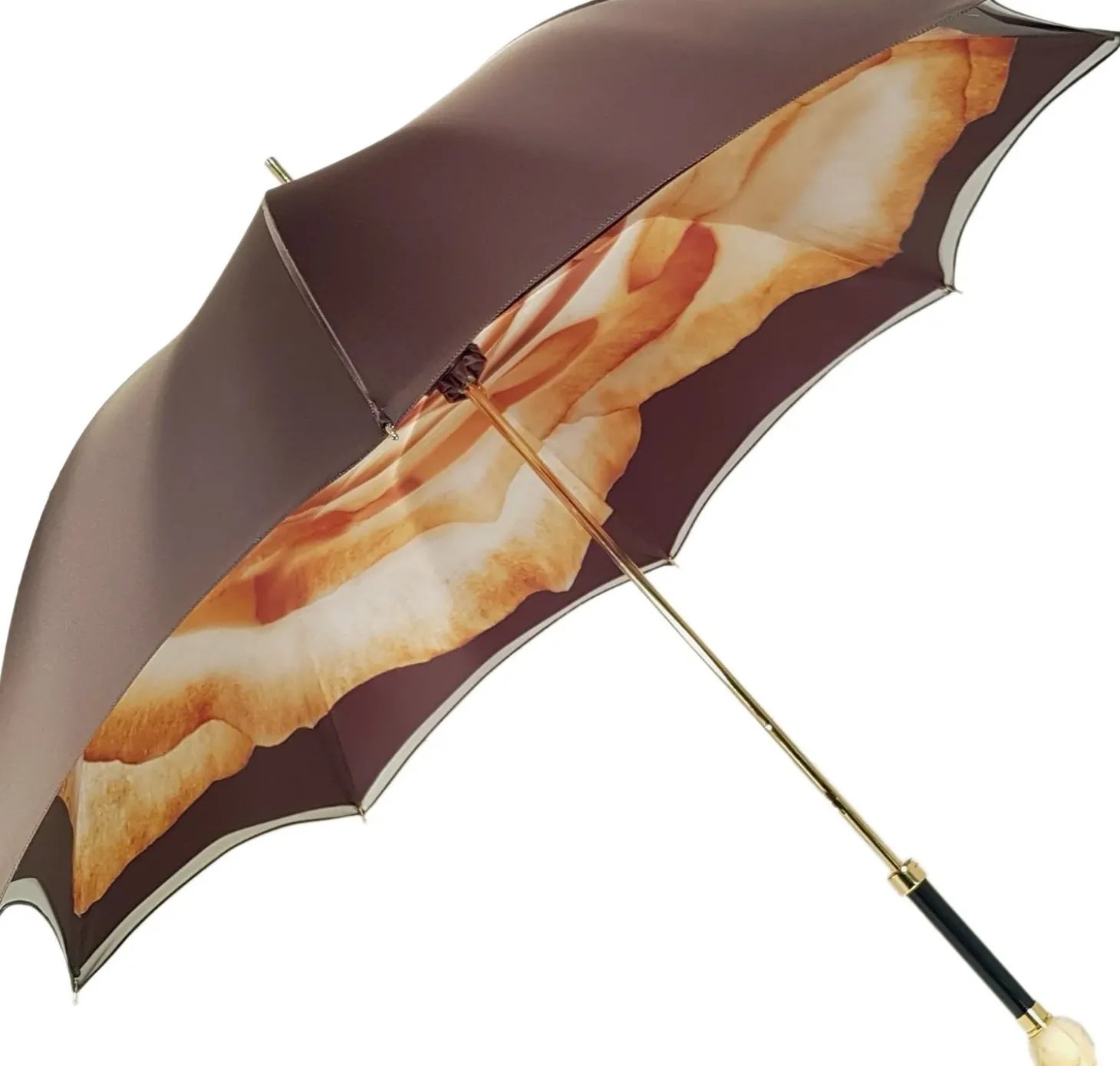 Double Cloth Women's Umbrella with Printed Rose Design