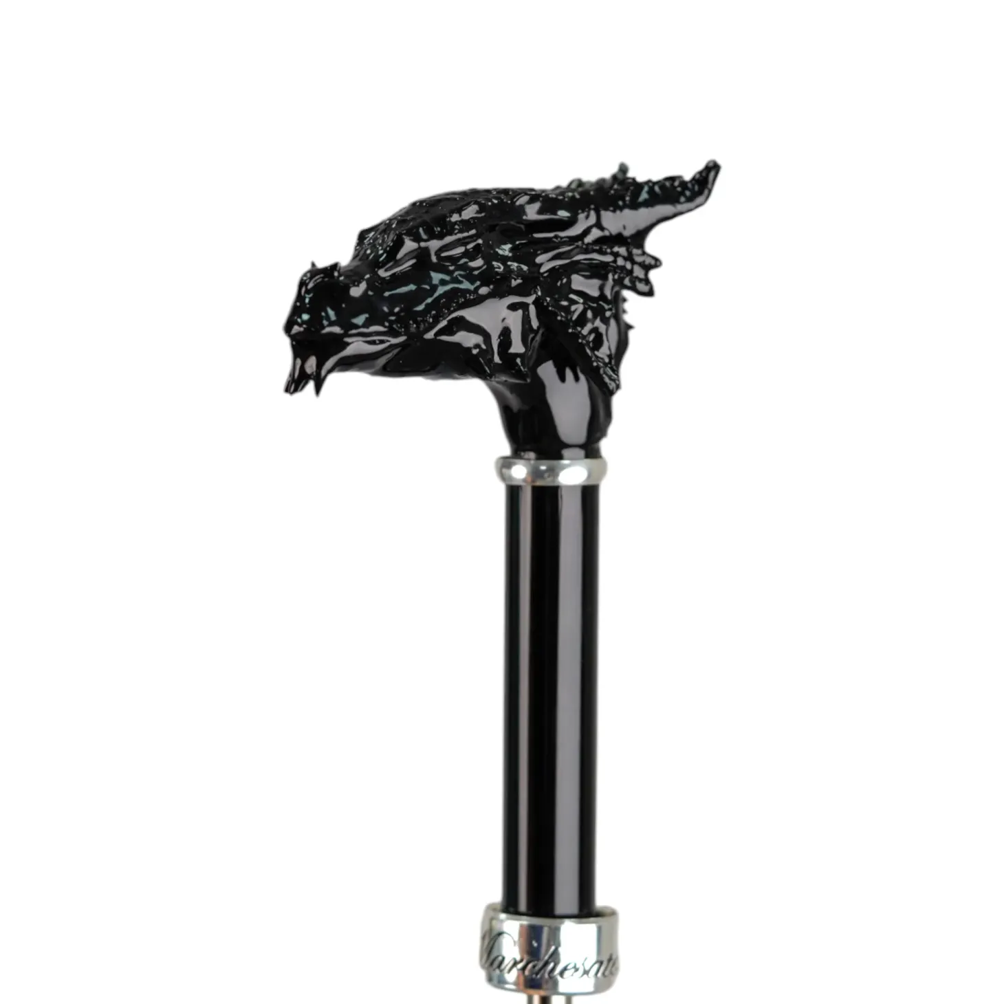 Dragon’s Fury: Black Umbrella with Fierce Dragon Handle