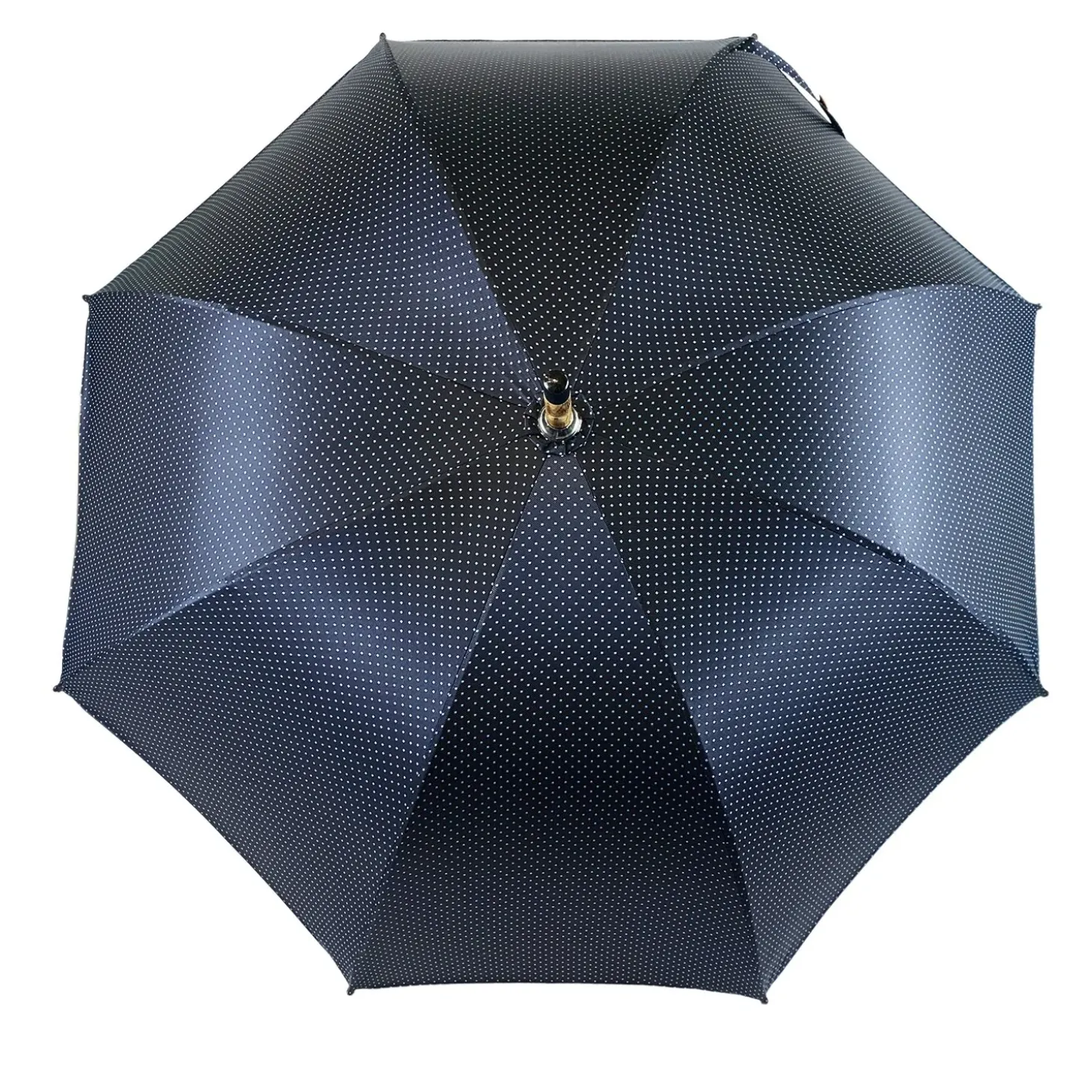 Elegant Blue umbrella with Natural Chestnut Wood hand-curved