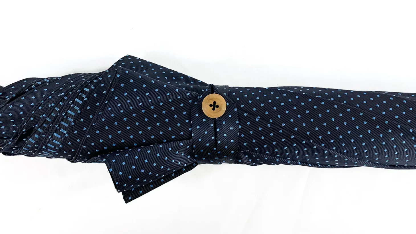 Elegant Blue umbrella with Natural Chestnut Wood hand-curved