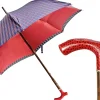 Elegant burgundy umbrella - handmade red leather handle