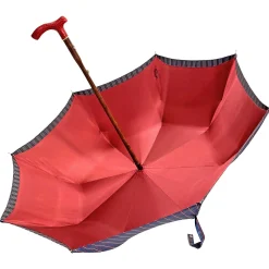 Elegant burgundy umbrella - handmade red leather handle