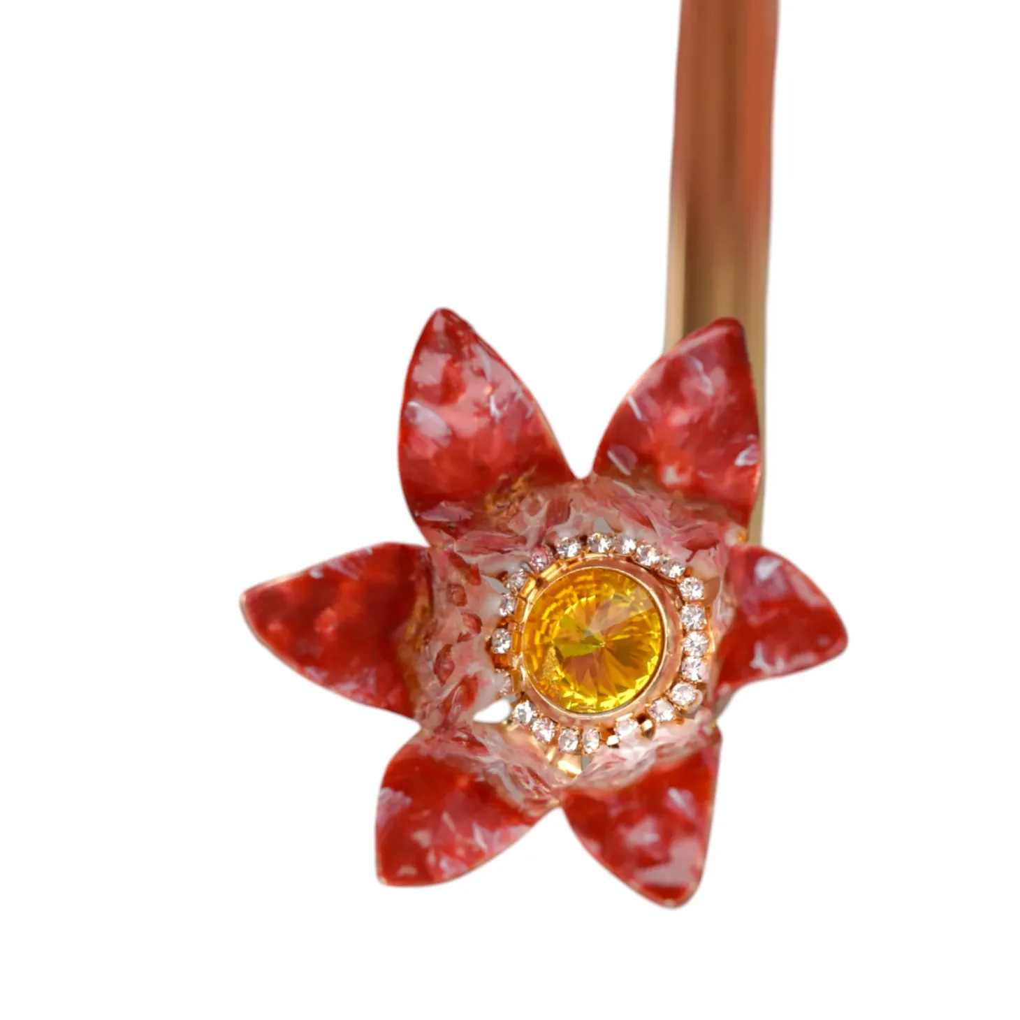 Elegant Floral Umbrella with Exquisite Red Flower Handle