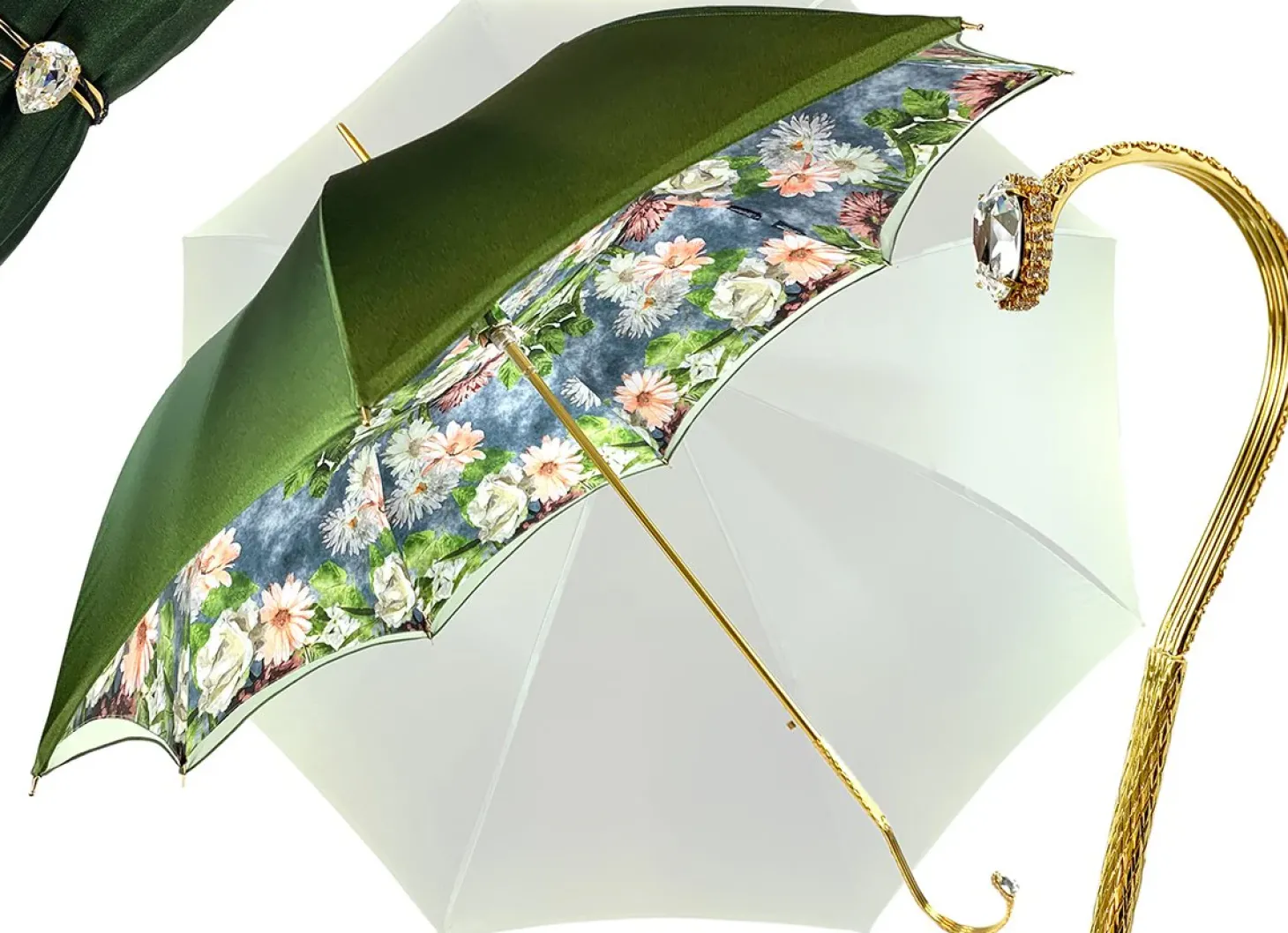 Elegant Green Floral Umbrella