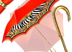 Elegant Internally Leopard Print Umbrella, Double Cloth