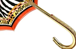 Elegant Internally Leopard Print Umbrella, Double Cloth