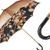 Elegant ladies umbrella with black and brown flowered design