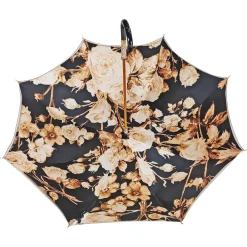 Elegant ladies umbrella with black and brown flowered design