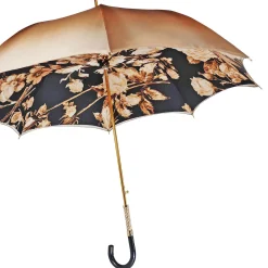 Elegant ladies umbrella with black and brown flowered design