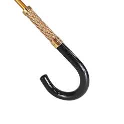 Elegant ladies umbrella with black and brown flowered design
