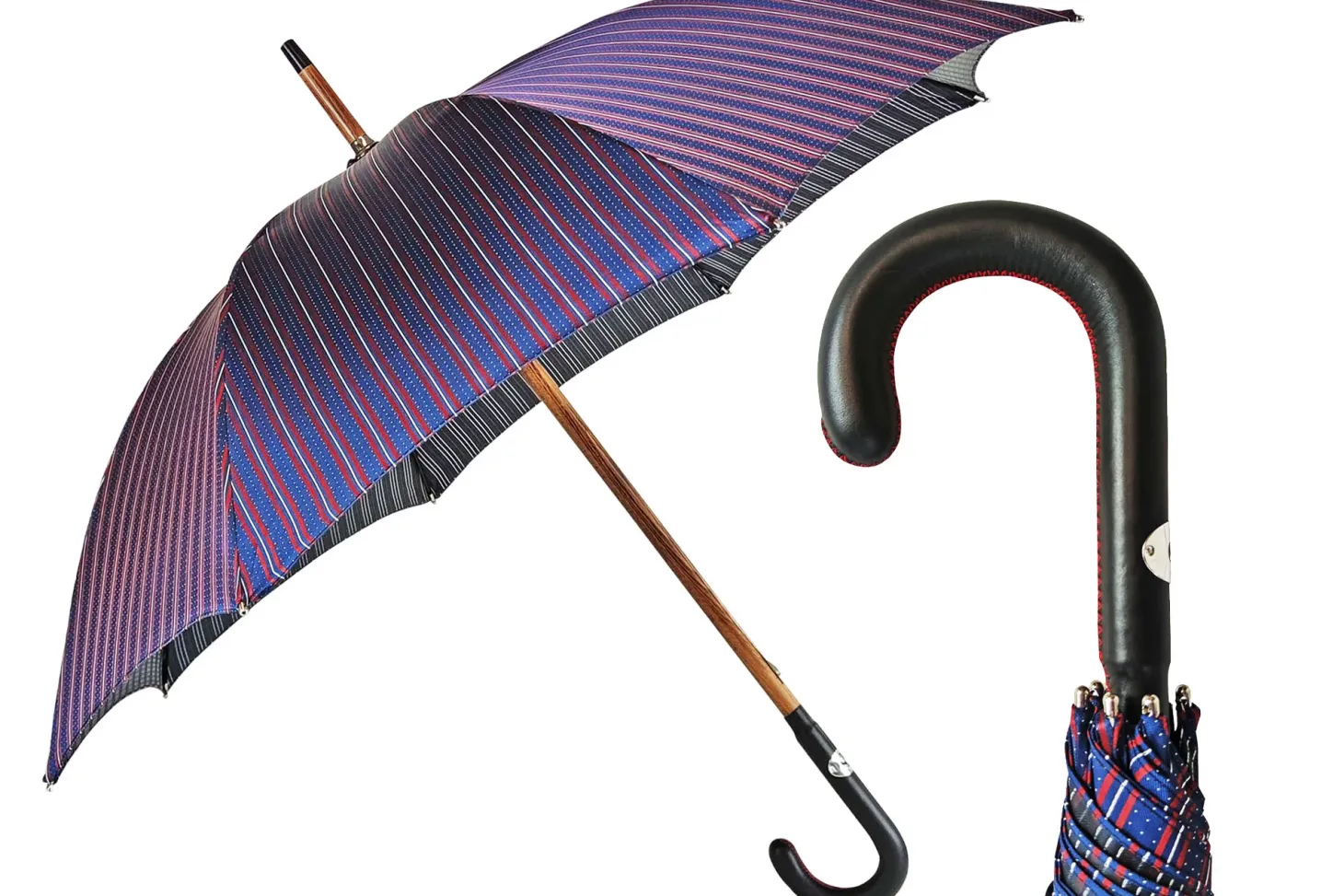 Elegant Men's umbrella with black leather handle