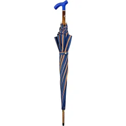 Elegant orange umbrella - handmade blue leather handle
