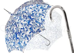 Elegant Parasol With Blue Design On White Background
