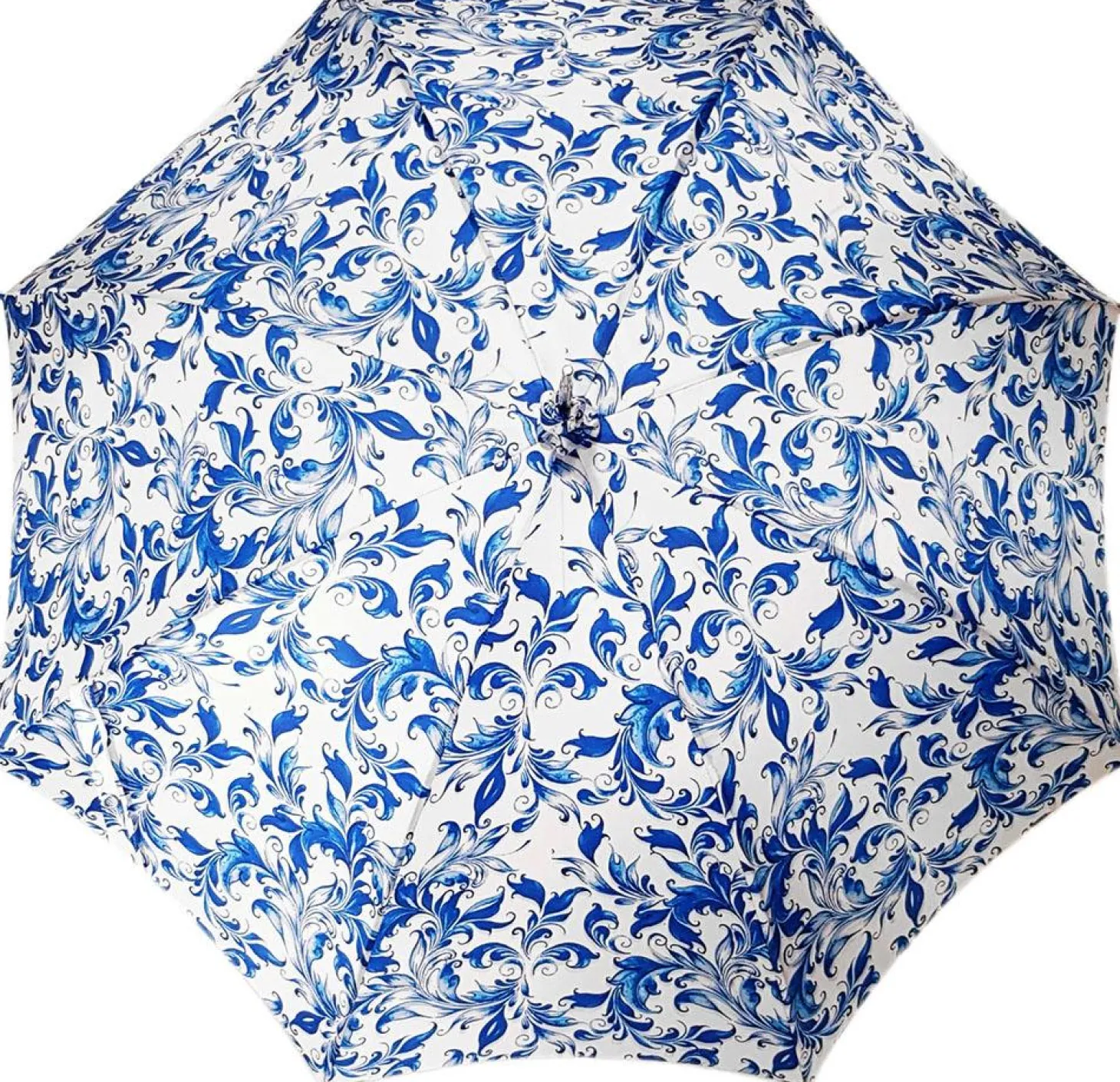 Elegant Parasol With Blue Design On White Background