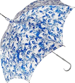 Elegant Parasol With Blue Design On White Background