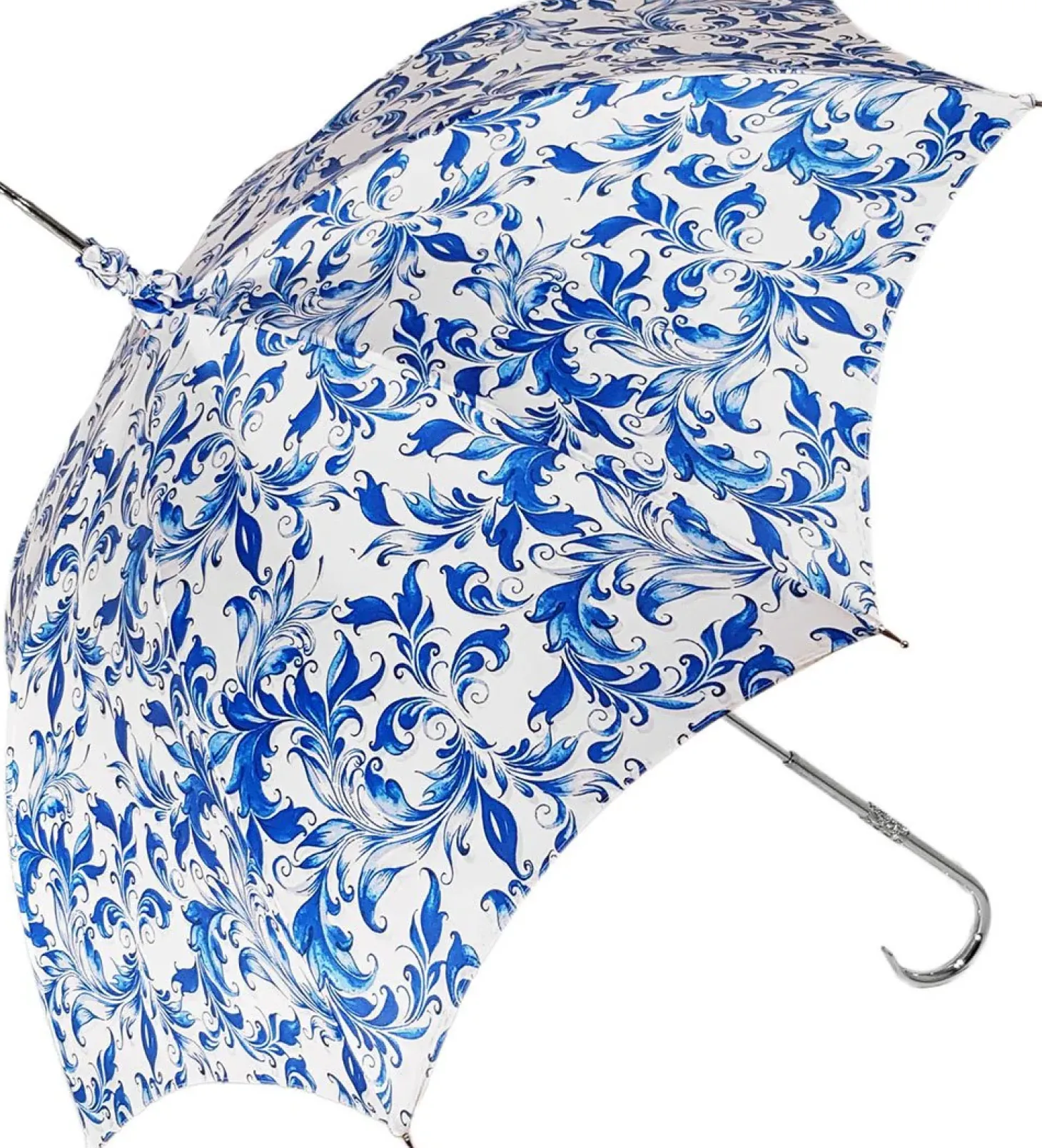 Elegant Parasol With Blue Design On White Background