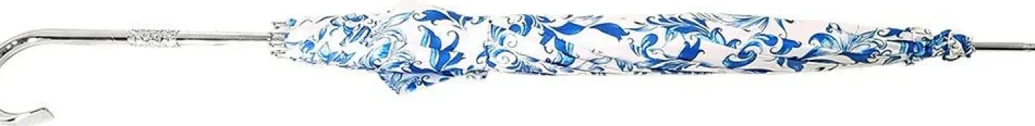 Elegant Parasol With Blue Design On White Background
