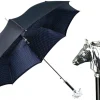 Elegant polka dot umbrella with silverplated horse handle