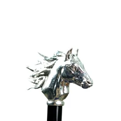 Elegant polka dot umbrella with silverplated horse handle