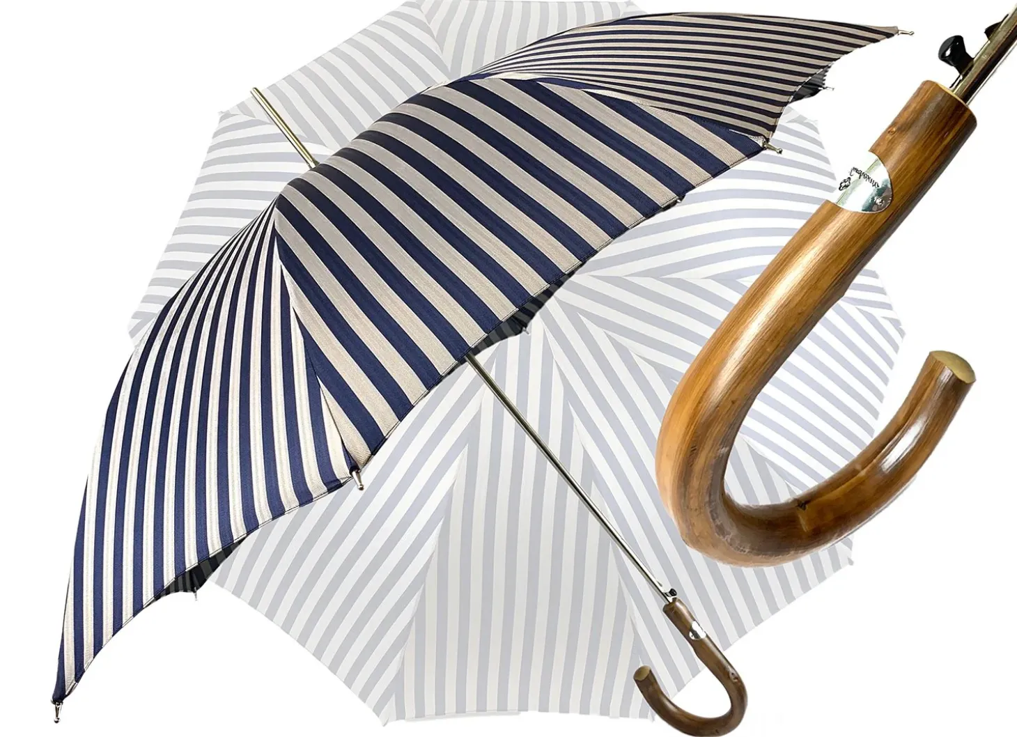 Elegant striped Blue and gray umbrella - Exclusive ilMarchesato