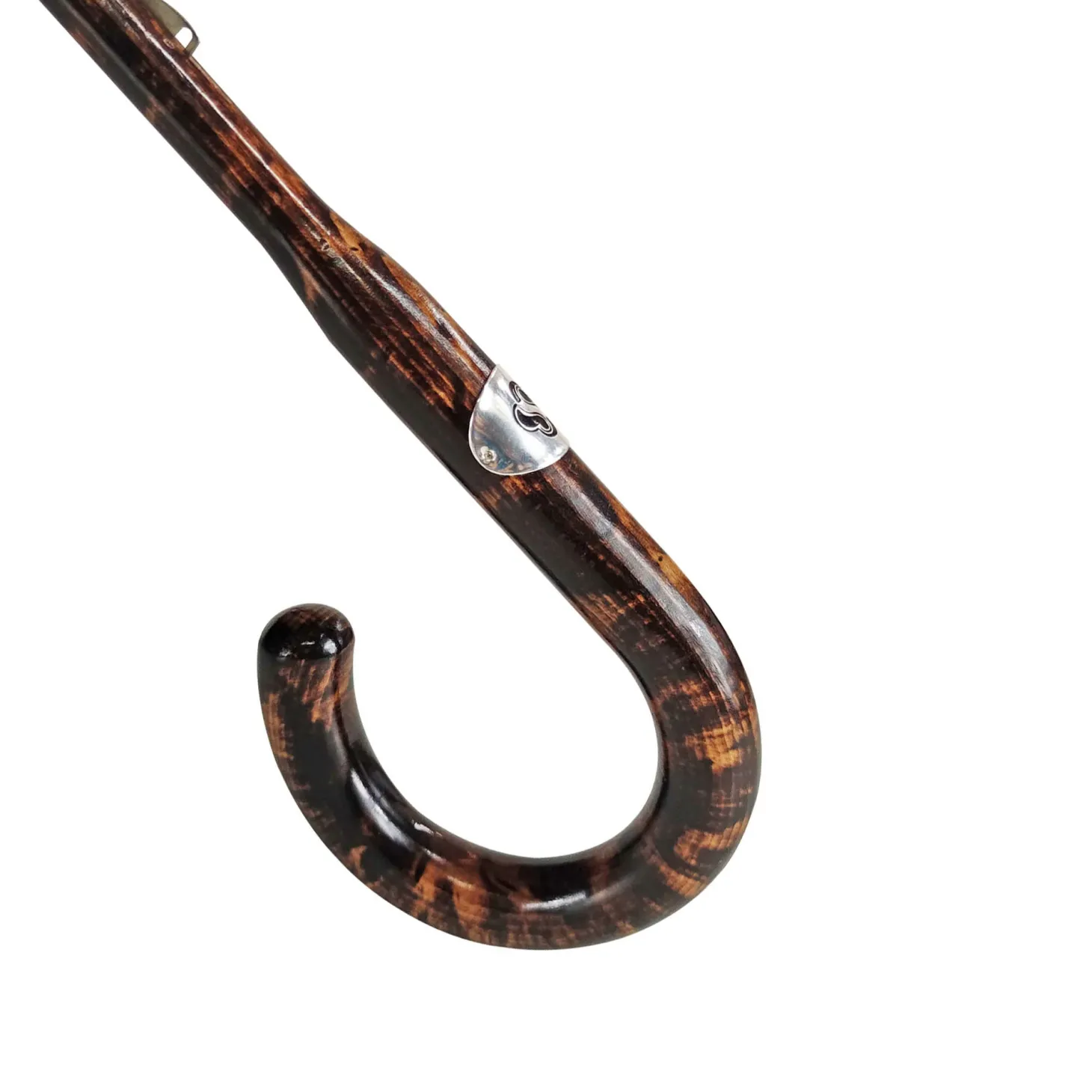 Elegant Striped Umbrella - Flamed Natural beech Wood-Handle